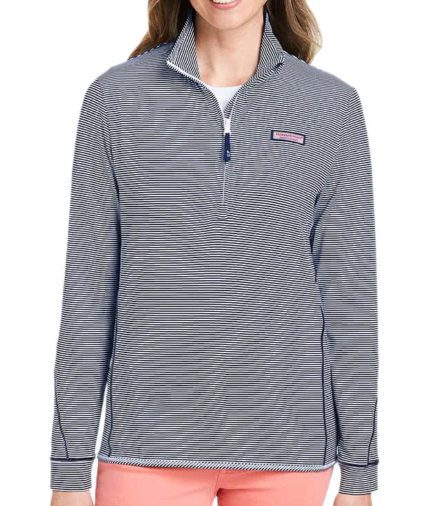 Vineyard Vines Women's Microstripe Sankaty Half Zip Pullover - Printed