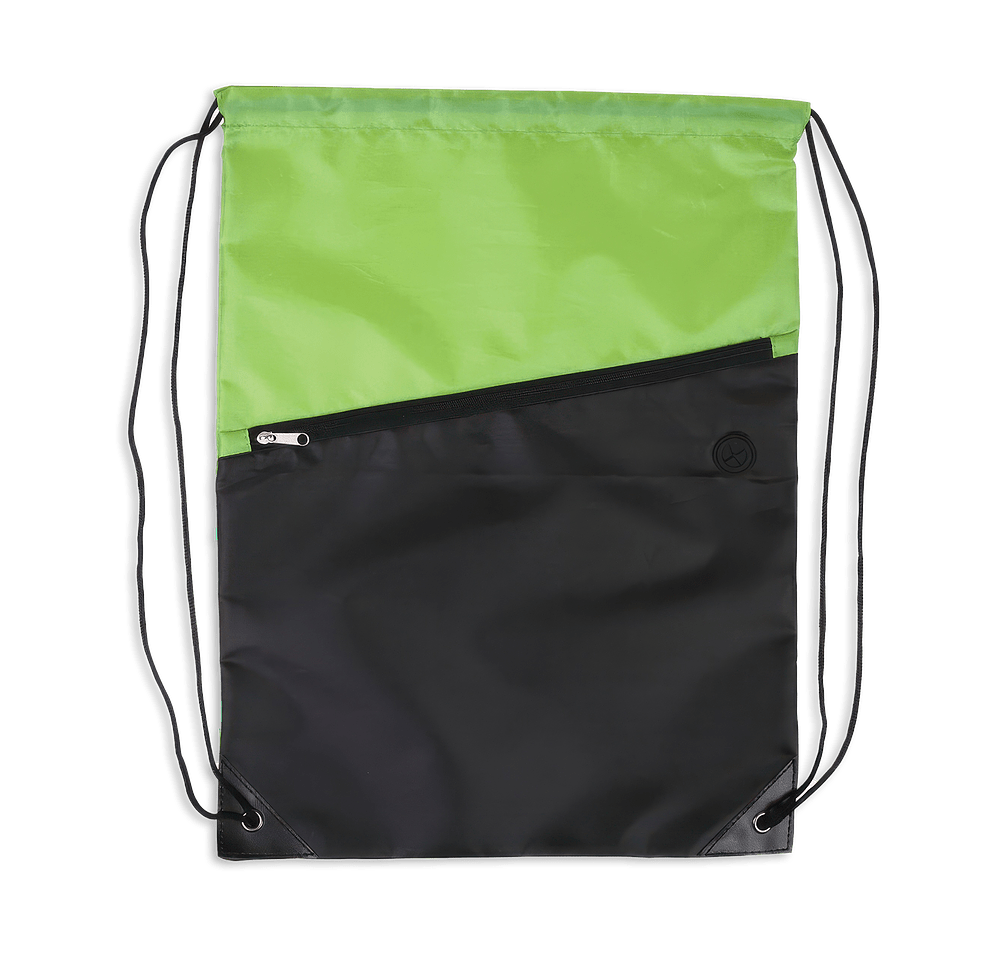 Full Color Two-Tone Zippered Drawstring Bag-default