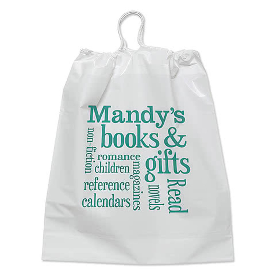 Cotton Drawstring Plastic Bag in White