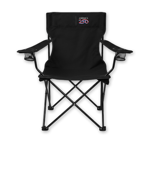 America250™ Dual Cup Holder Folding Chair with Carrying Bag in BLACK