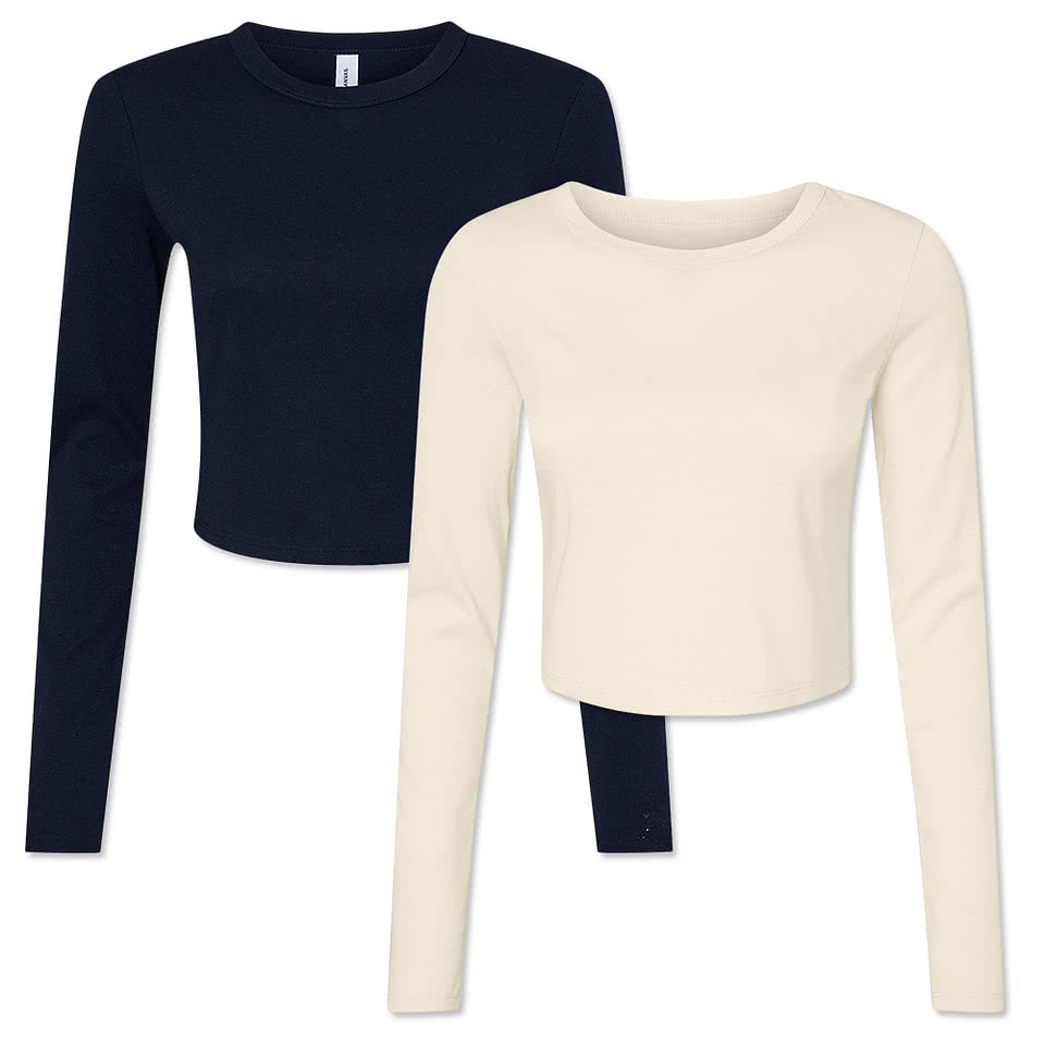 Bella + Canvas Women's Micro Rib Long Sleeve Crop T-shirt