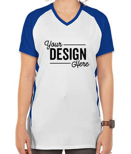 Augusta Women's Cutter+ UPF 50 V-Neck Jersey - Color: White / Royal