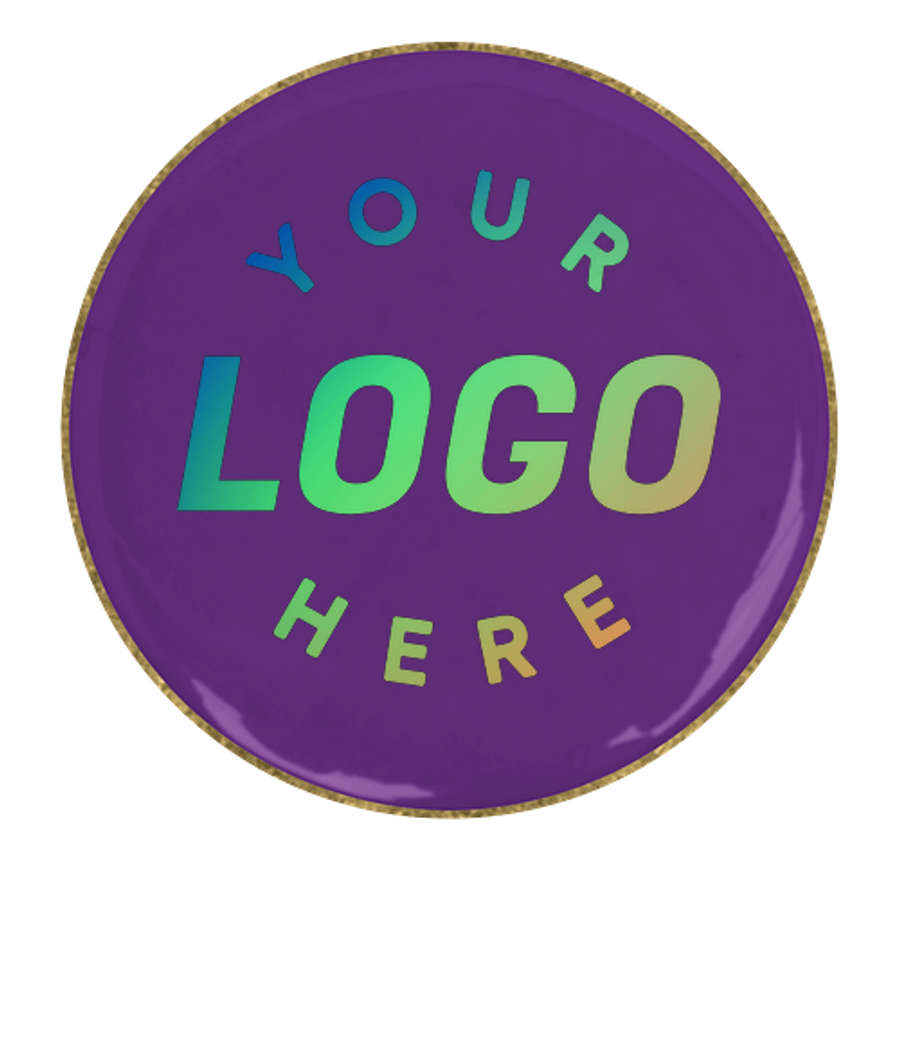 1" Round Lapel Pin in Team Purple / Brass