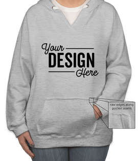 J. America Women's V-Neck Pullover Hoodie - Color: Oxford