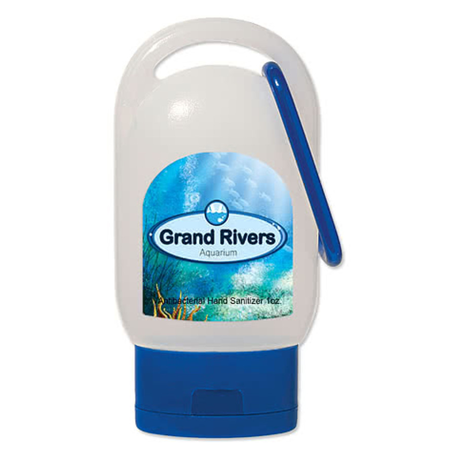Full Color 1 oz. Hand Sanitizer with Matching Carabiner in White with Black
