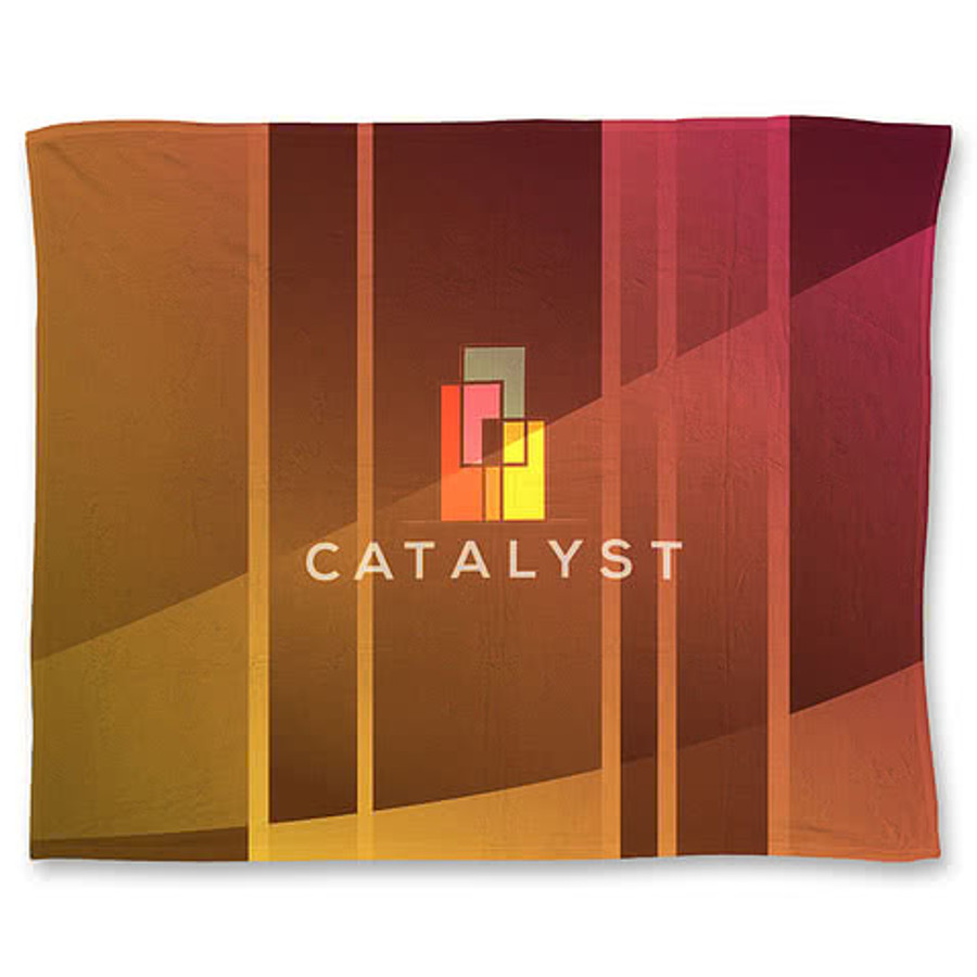 100% Polyester Epic Plush Sublimated Blanket in White