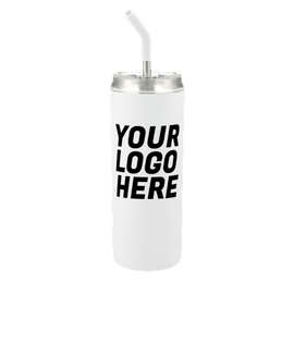 20 oz. Marka Copper Vacuum Insulated Tumbler with Straw - Color: White