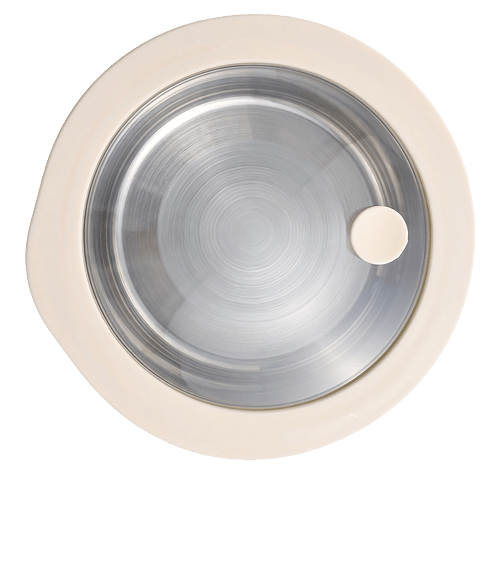 38 oz. Prima Microwaveable Stainless Steel Bowl With Vented Glass Lid in Off White