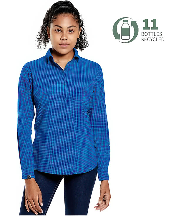 Storm Creek Women's Influencer Microplaid Long Sleeve Dress Shirt - Embroidered