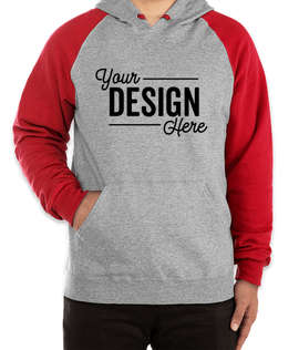 Jerzees Nublend Colorblock Pullover Hoodie - Color: Oxford/ True Red