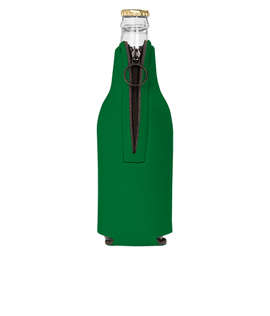Foldable Foam Zipper Bottle Cooler - Color: Kelly Green