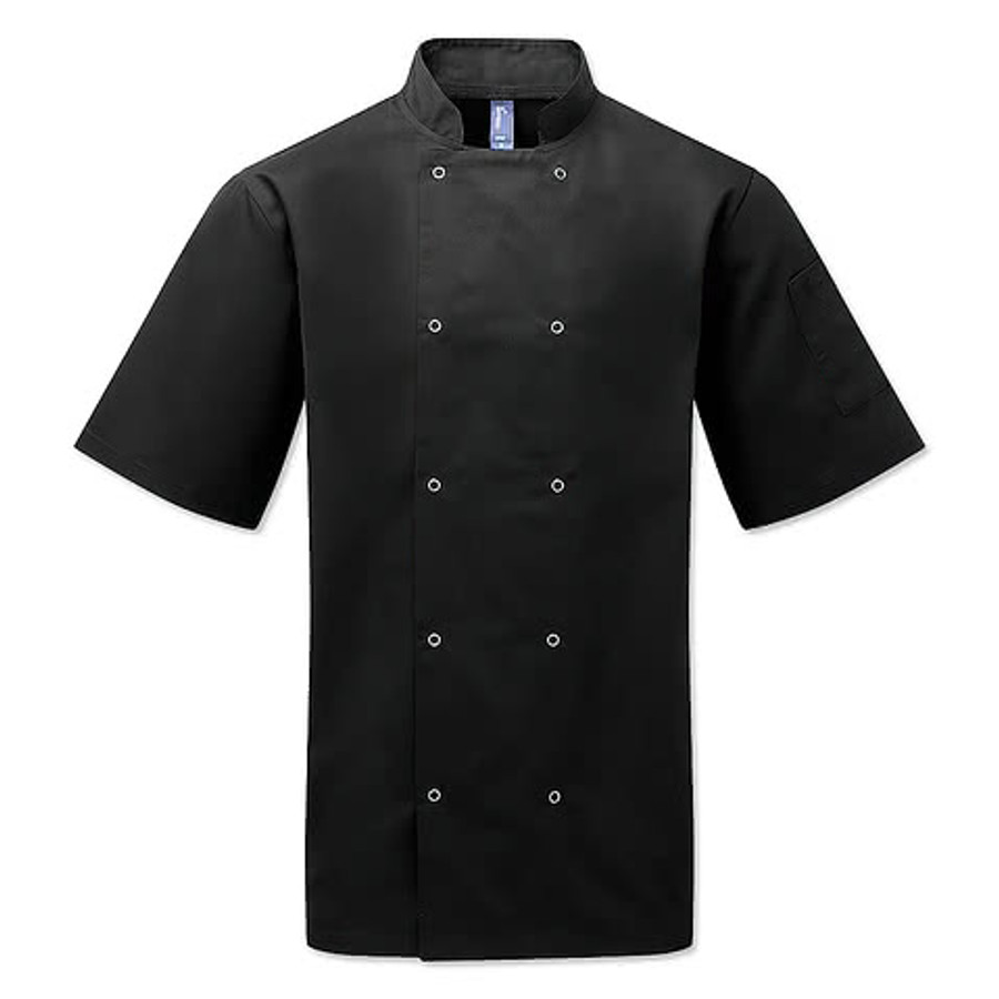 Artisan Collection Eco Snap Front Short Sleeve Chef's Jacket - Embroidered in White