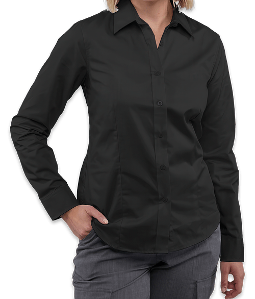Elevate Women's Wilshire Twill Long Sleeve Dress Shirt in Black