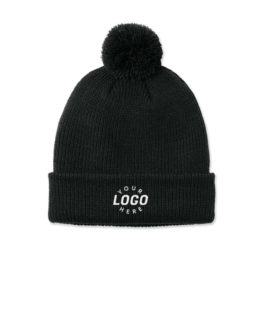 Port Authority Cozy Pom Pom Beanie in Deep Black