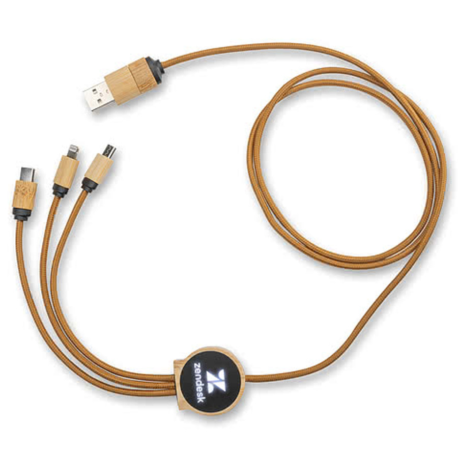 Ballmer Bamboo Light-Up Multi-Charge Cable in Black