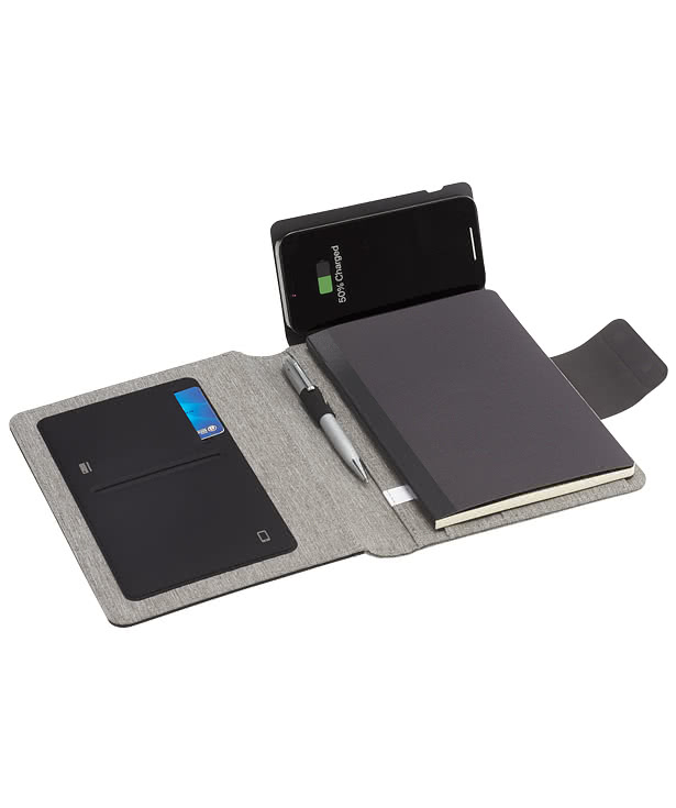 Debossed Reclaim Recycled MagClick Wireless Fast Charging Notebook