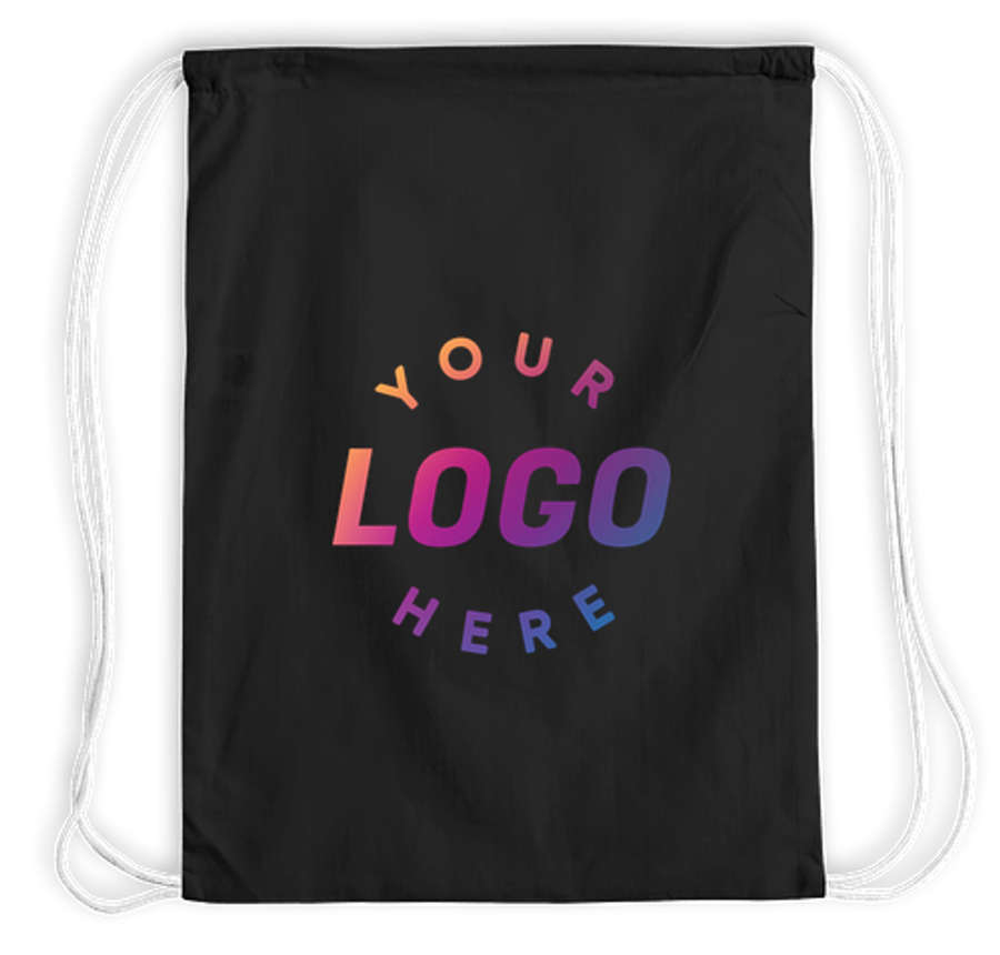 Lightweight 100% Cotton Drawstring Bag in Black