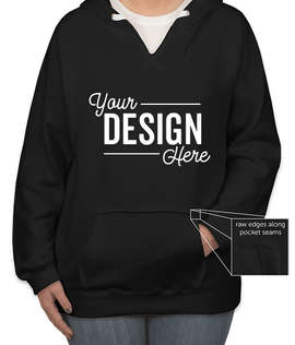J. America Women's V-Neck Pullover Hoodie - Color: Black
