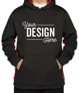 Sport-Tek CamoHex Colorblock Performance Pullover Hoodie - Color: Black / Deep Red