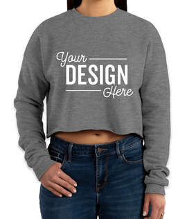 Bella + Canvas Women's Drop Shoulder Cropped Crewneck Sweatshirt - Color: Deep Heather