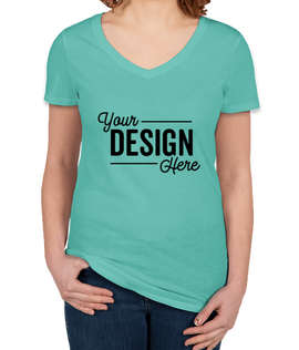 Canada - Threadfast Women's Slim Fit Lightweight V-Neck Pigment Dyed T-shirt - Color: Lagoon Blue