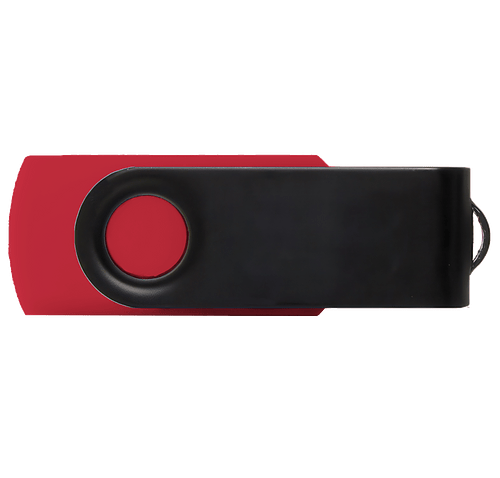 Full Color Black Matte Swivel USB Flash Drive 8GB in Red