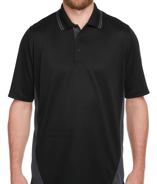 Harriton Flash Snag Protection Colorblock Performance Polo - Printed in Black / Dark Charcoal