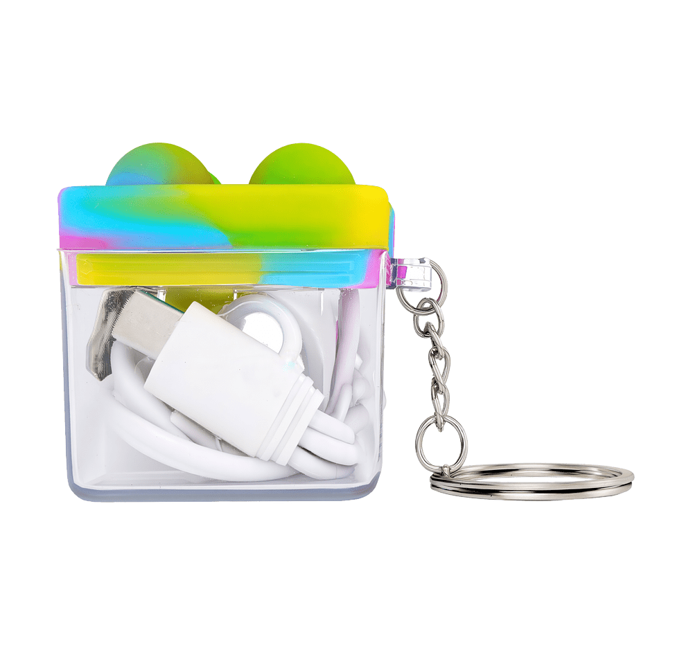 Push Pop Charging Cable with Keyring & Screen Cleaner-default