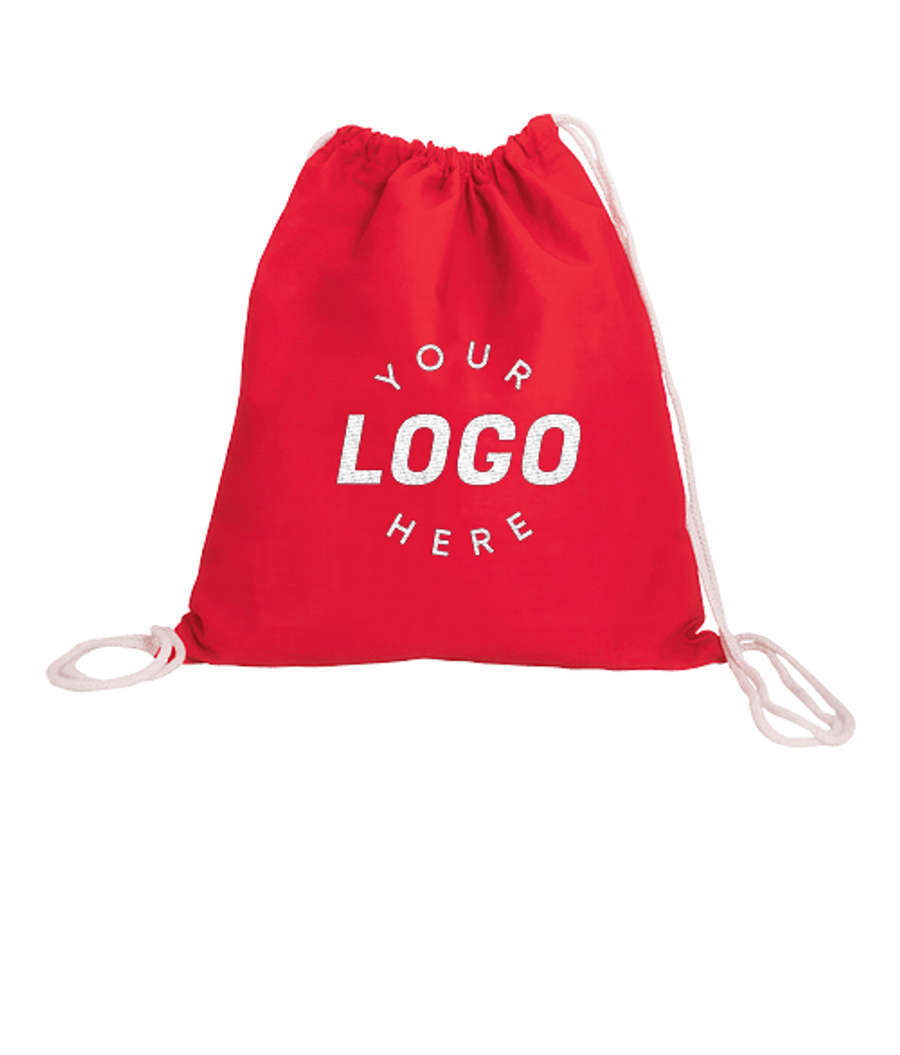 Lightweight Cotton Canvas Drawstring Bag in RED