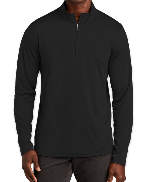 TravisMathew Coto Performance Quarter Zip Shirt - Printed in Black