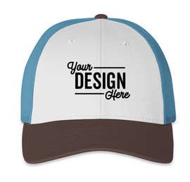 Richardson Low Profile Trucker Hat - Color: White / Columbia Blue / Brown