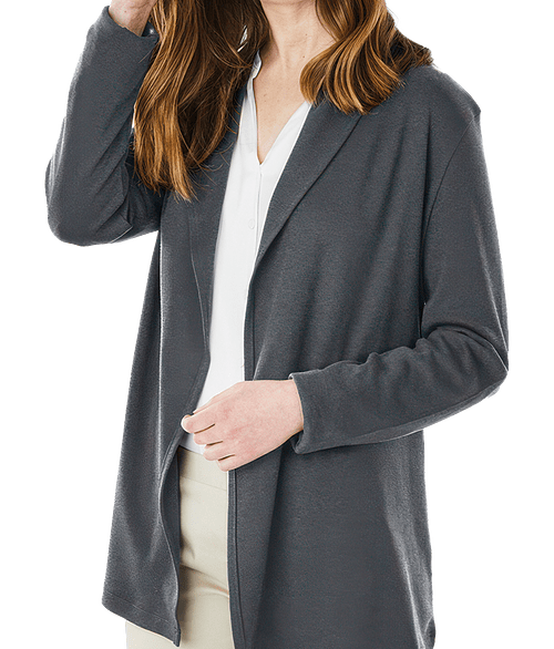 Charles River Women's Supima Cotton Open Cardigan in Dark Charcoal