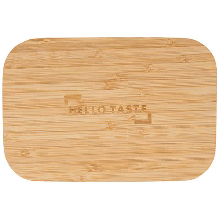 Laser Engraved Bamboo Fiber Lunch Box with Cutting Board Lid in Gray