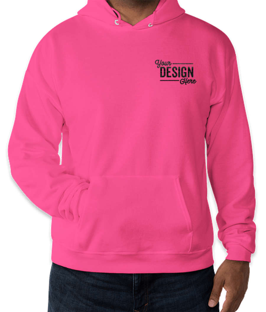 Embroidered Hanes EcoSmart 50/50 Pullover Hoodie in Wow Pink