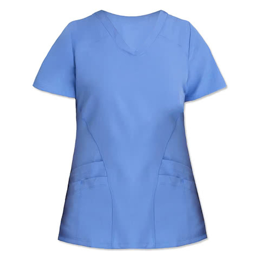 Barco One Women's Pulse Recycled V-Neck Scrub Top - Embroidered in Steel