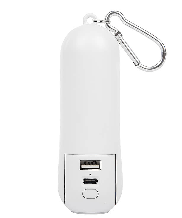 Rechargeable 1,800 mAh Portable Power Bank with Mini Fan and Flashlight