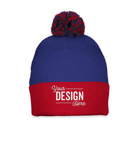 Sportsman Pom Pom Beanie - Color: Royal / Red