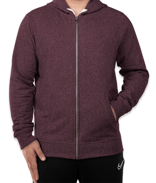 District Re-Fleece Zip Hoodie in Maroon Heather