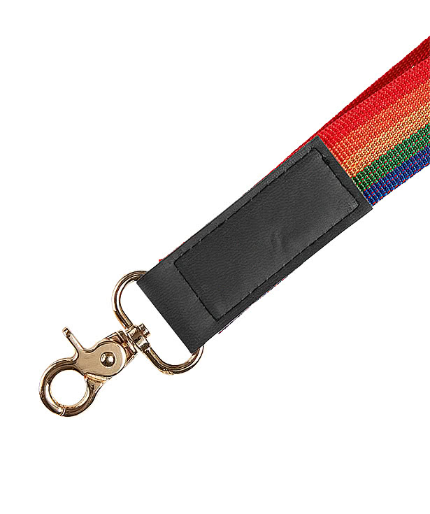 Embossed Rainbow Stripe Wrist Strap Keychain