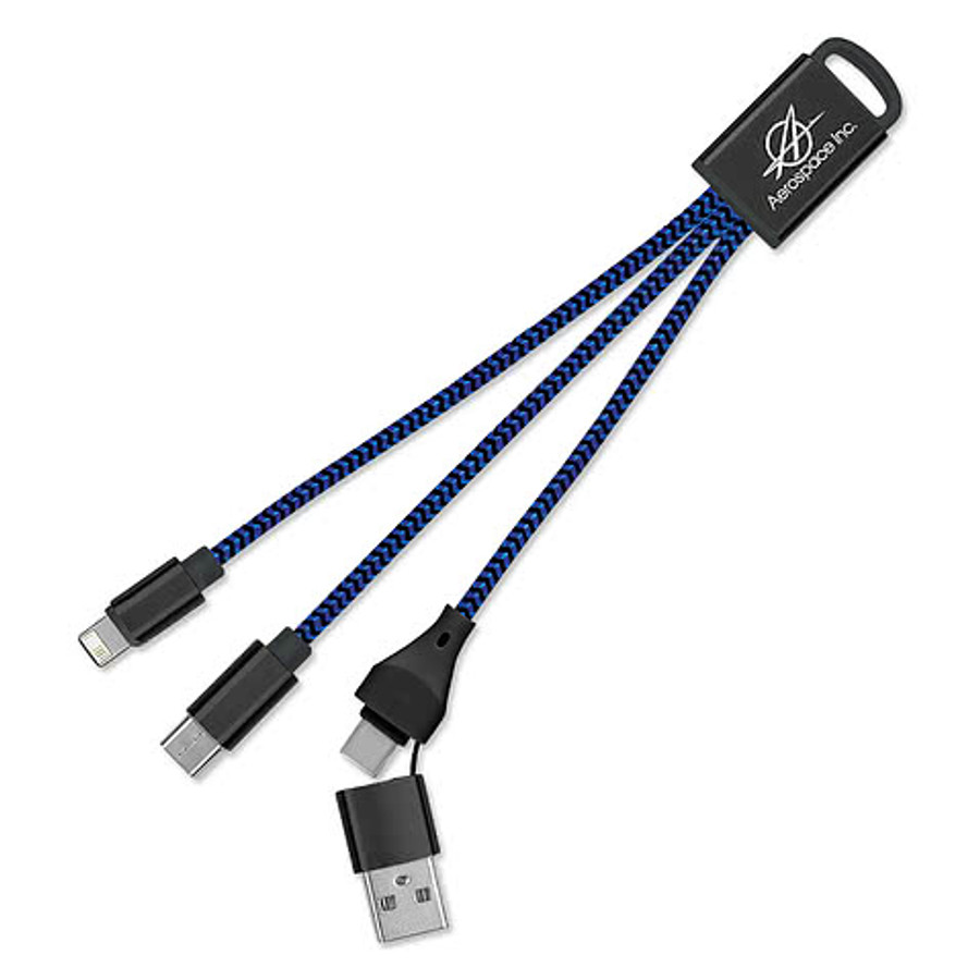 Full Color 3-in-1 Braided Charging Buddy 2.0 in Silver