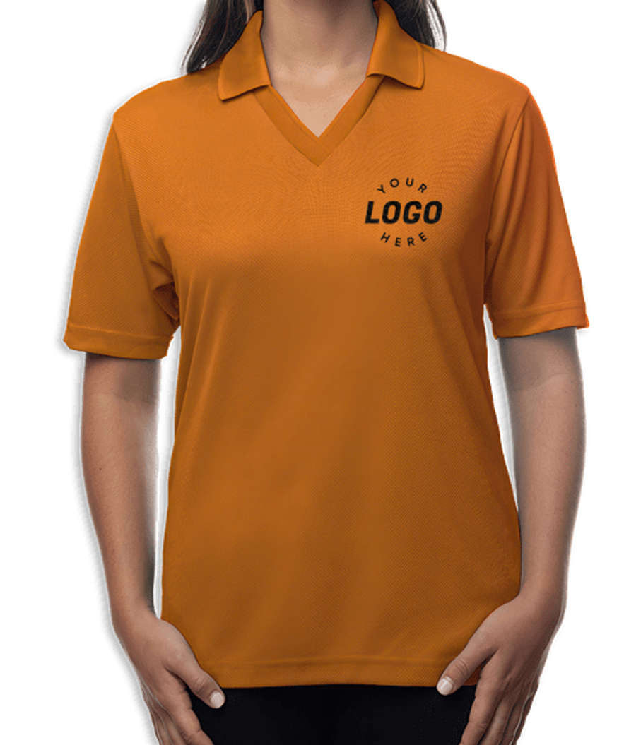 Blue Generation Women's BLU-X-DRI Textured Mesh Performance Polo - Embroidered in Burnt Orange