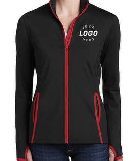 Sport-Tek Women's Sport-Wick Stretch Full Zip Jacket - Color: Black / True Red