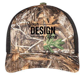 Port Authority Performance Camo Trucker Hat - Color: Realtree Edge/ Black