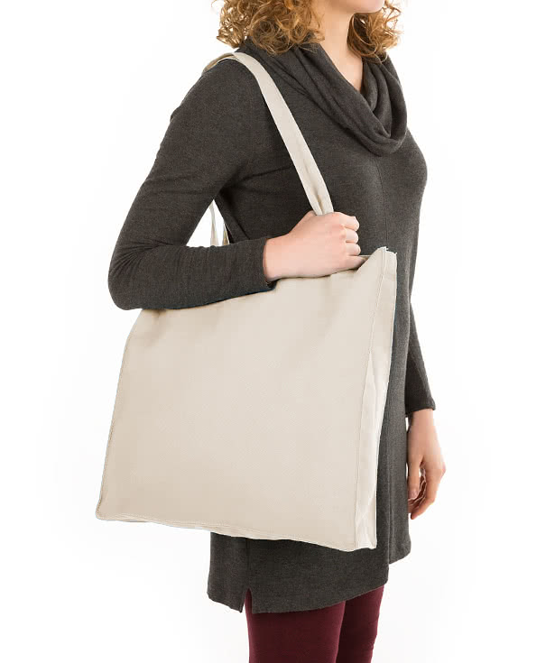 Tall Gusseted 100% Cotton Shopper Tote Bag