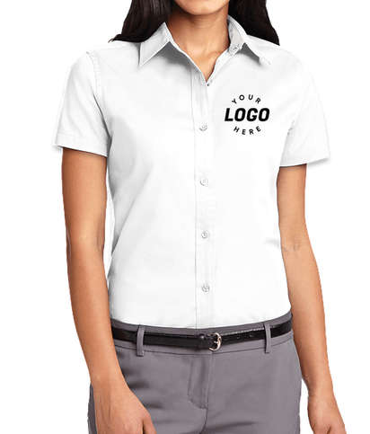 Port Authority Women's Short Sleeve Easy Care Shirt - White/Light Stone