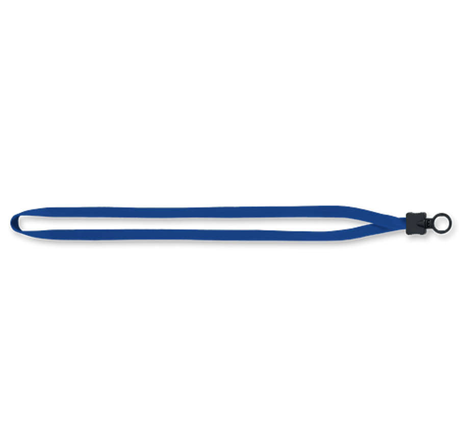 1/2" Cotton Lanyard with Plastic O-Ring and Clamshell in Electric Blue