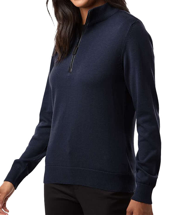 Devon & Jones Women's New Classics Recycled Quarter Zip Sweater - Embroidered