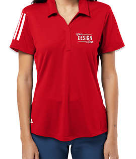 Adidas Women's Floating 3-Stripes Performance Polo - Color: Team Power Red / White