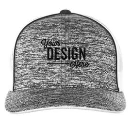Pacific Headwear Aggressive Heather Trucker Hat - Color: Black Heather / White / Black Heather