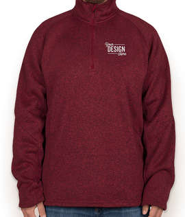 Devon & Jones Quarter Zip Sweater Fleece Pullover - Color: Burgundy Heather